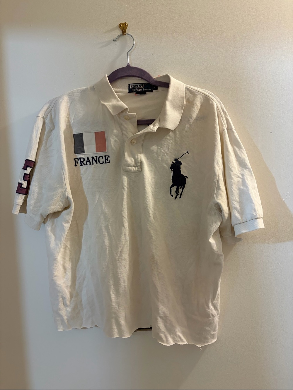 Polo by Ralph Lauren Cream France Flag Polo with Navy Pony